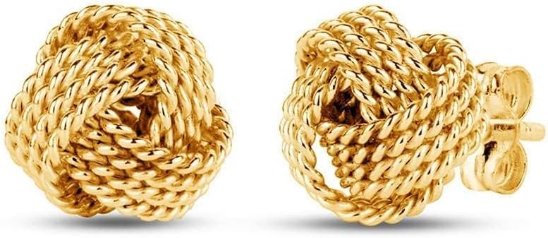 LeCalla Italian Silver Jewelry Stud Earring Twisted Design Wire Love Knot for Women