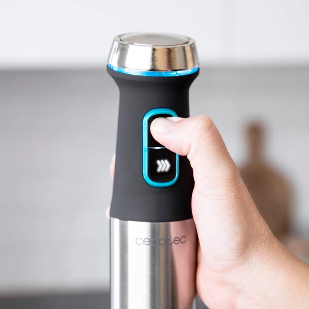 Cecotec Power TitanBlack 1500 XL PerfectCream&Crush Hand Blender, 1500 W, CrossBlades Technology with 4-Blade Blades, XL Foot, Includes Chopper, Whisk Sticks and Masher