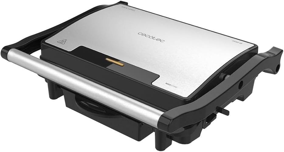 Cecotec Rock'Ngrill 1500 Rapid Electric Grill, 1500 W, Rockstone Coating, Height Adaptable Top Plate, Grease Tray, Eco Coating, 12.4X30.8X33.2 Cm