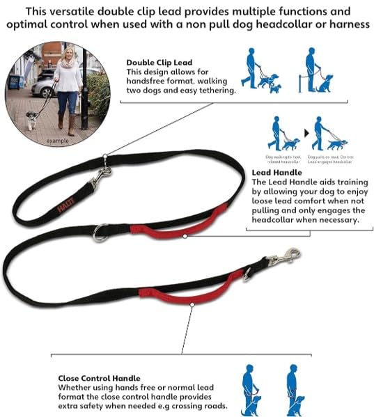 HALTI Control Leash – Multifunction Leash with Double Hook and Two Handles, Ideal for Anti-Pull Dog Training, Comfortable to Hold, Suitable for Dogs and Puppies (2 Metres)
