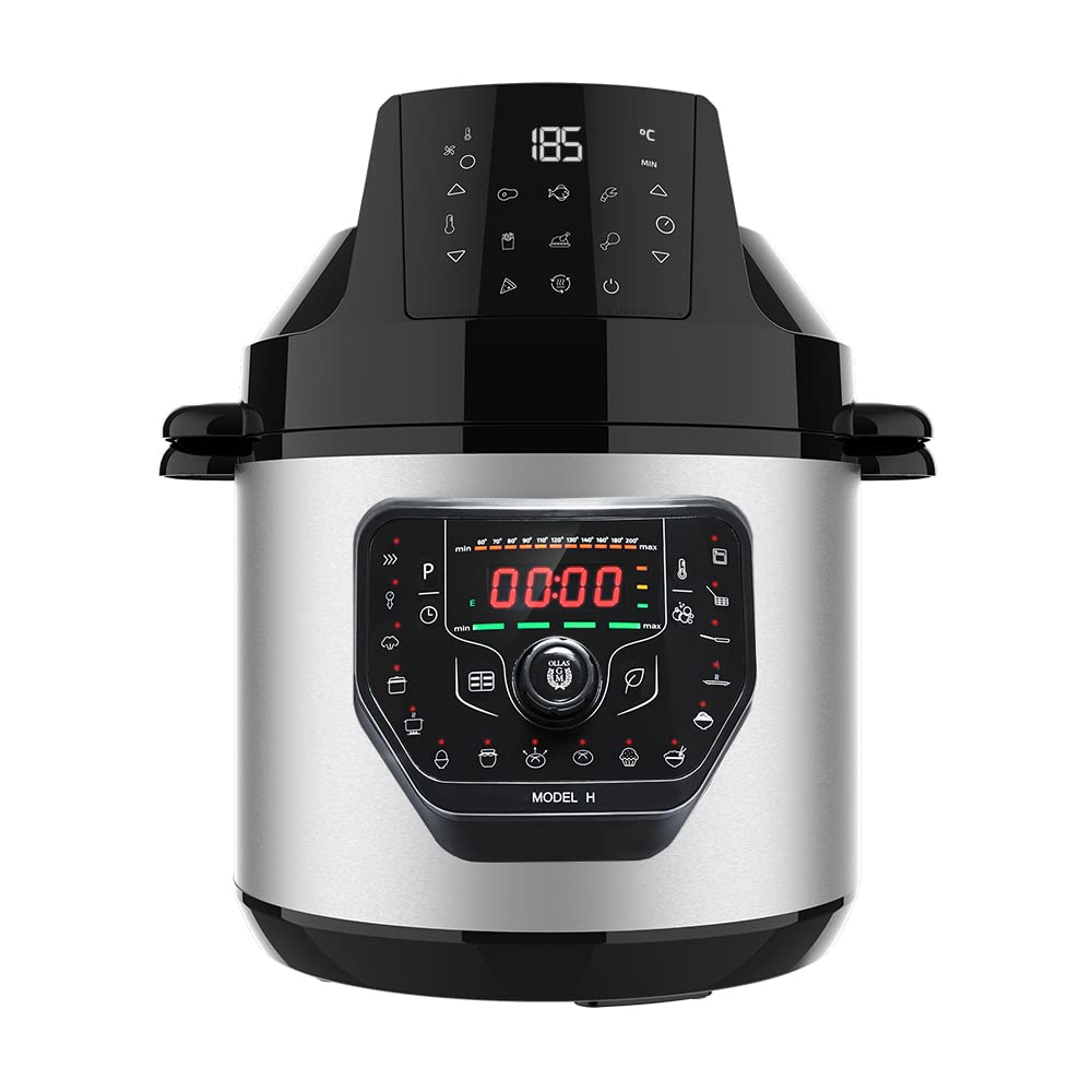 Cecotec Programmable Electric Pressure Cooker GM Model D, Multifunction, 6 Menus, Frying Function, Capacity of 6L, 70-125 kPa, Programmable 24h, Includes Recipe Book, 1000W, Steel and Black
