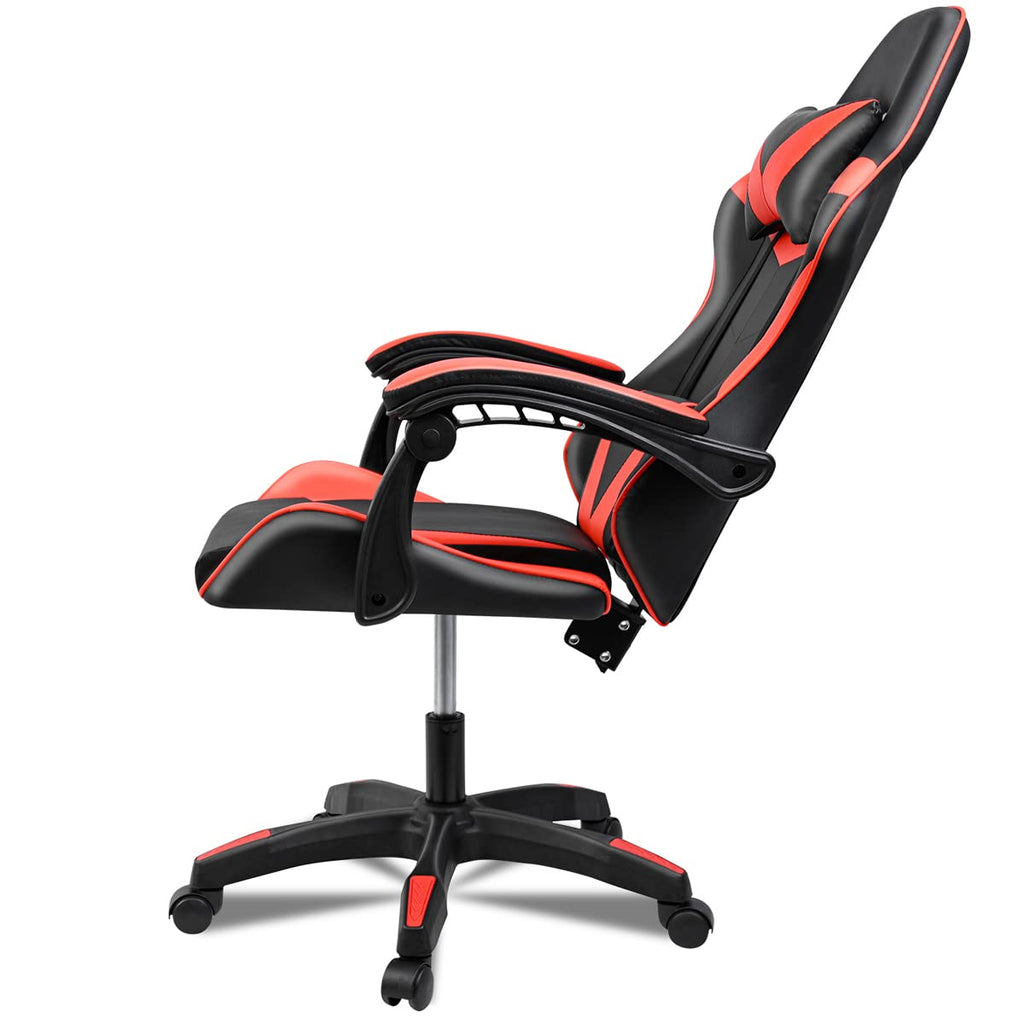 Ergonomic Reclining Gaming Chair with Lumbar and Cervical Cushion | Adjustable Height, Padded Armrests, 360° Wheels | Ideal for Office, Desk, Telework, Study, Gaming, Computer