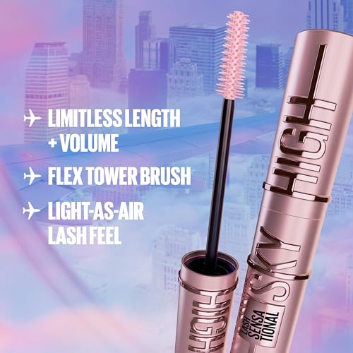 Maybelline New York Lash Sensational Sky High Mascara with Flexible Brush and Bamboo Extract, Extreme Volume and Length for Long and Defined Eyelashes, 5ml, Shade 01, Black