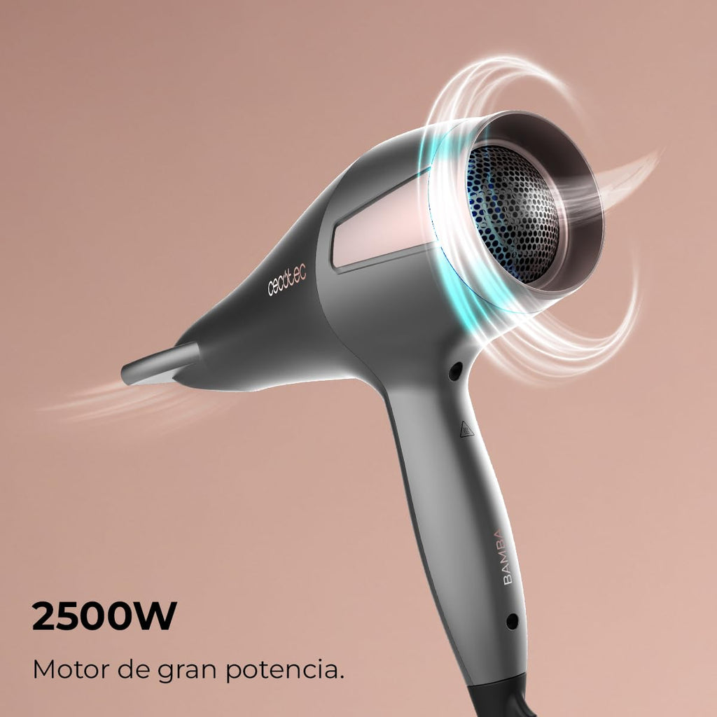 Cecotec Bamba IoniCare 5200 Aura Black Ionic Hair Dryer. 2300W, Concentrator and Diffuser, Frizz Free Hair, DC Motor, Real Ion, High Air Flow, 2 Speeds and 3 Temperatures
