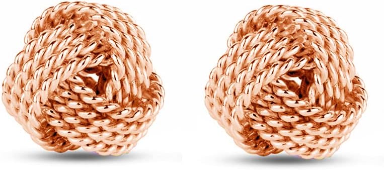 LeCalla Italian Silver Jewelry Stud Earring Twisted Design Wire Love Knot for Women
