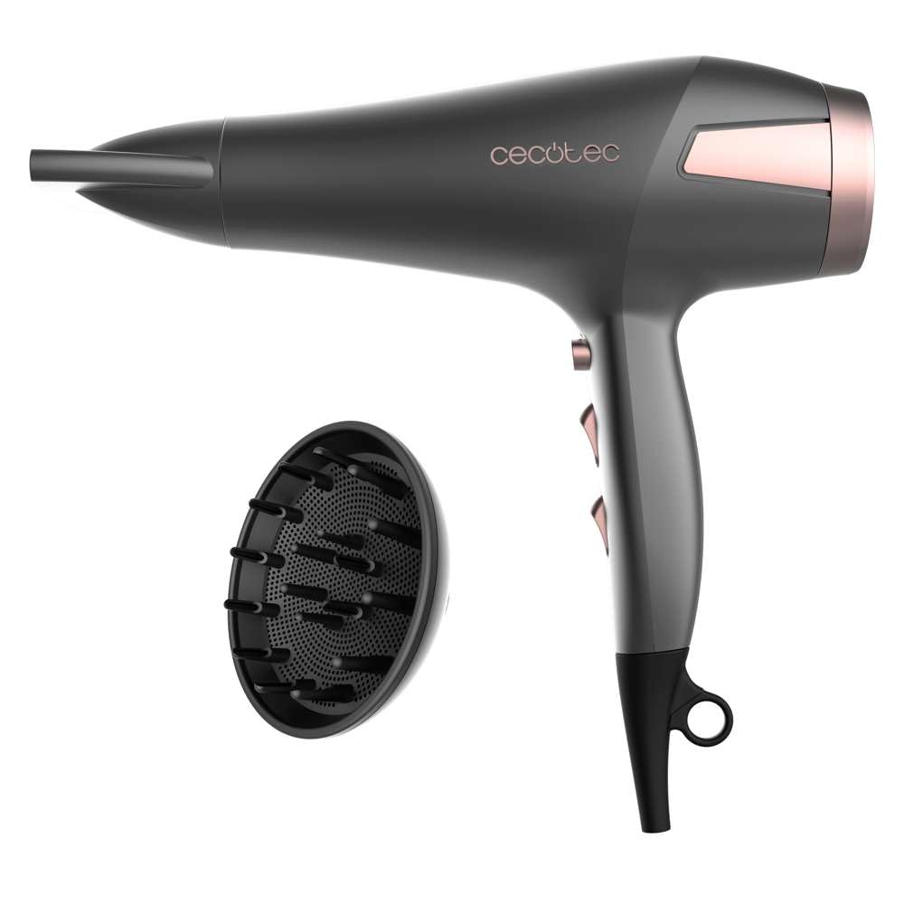Cecotec Bamba IoniCare 5200 Aura Black Ionic Hair Dryer. 2300W, Concentrator and Diffuser, Frizz Free Hair, DC Motor, Real Ion, High Air Flow, 2 Speeds and 3 Temperatures