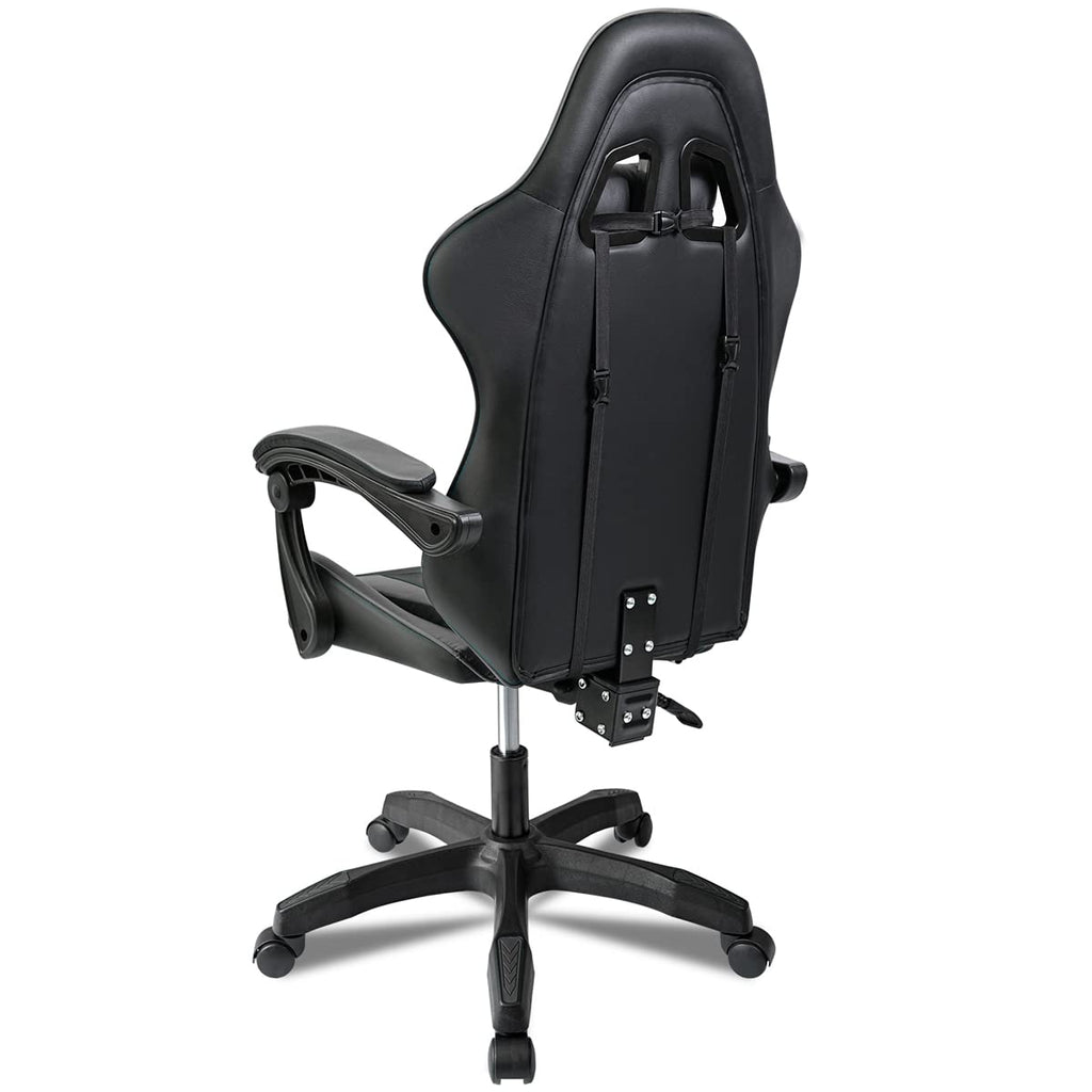 Ergonomic Reclining Gaming Chair with Lumbar and Cervical Cushion | Adjustable Height, Padded Armrests, 360° Wheels | Ideal for Office, Desk, Telework, Study, Gaming, Computer
