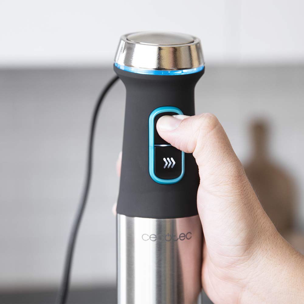 Cecotec Power TitanBlack 1500 XL PerfectCream&Crush Hand Blender, 1500 W, CrossBlades Technology with 4-Blade Blades, XL Foot, Includes Chopper, Whisk Sticks and Masher