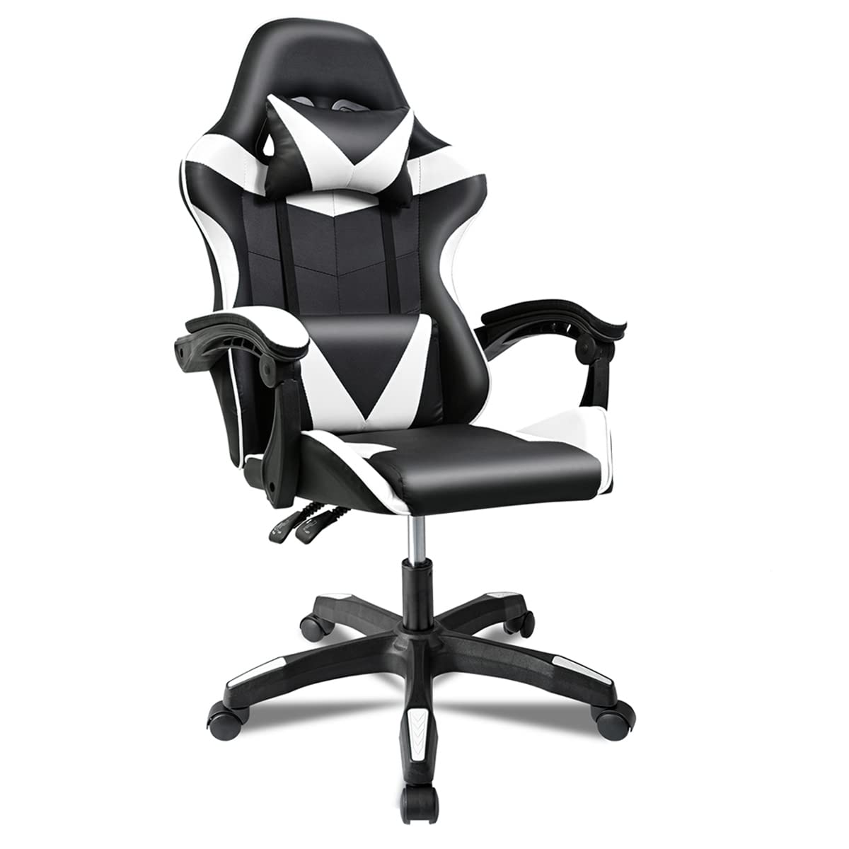 Ergonomic Reclining Gaming Chair with Lumbar and Cervical Cushion | Adjustable Height, Padded Armrests, 360° Wheels | Ideal for Office, Desk, Telework, Study, Gaming, Computer