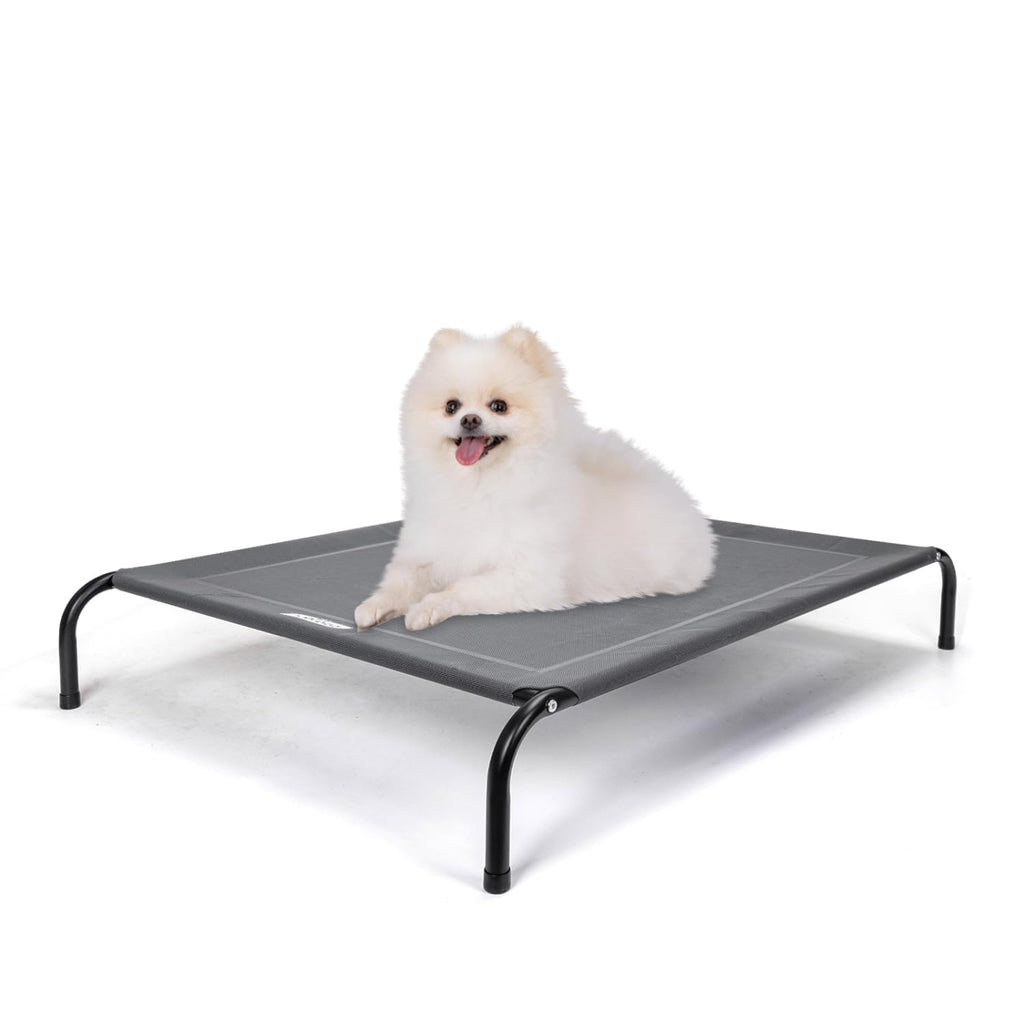 Nobleza Washable Raised Dog Bed, Cooling and Breathable for Outdoor and Indoor, Robust, Grey, L, 124 x 90 x 20 cm