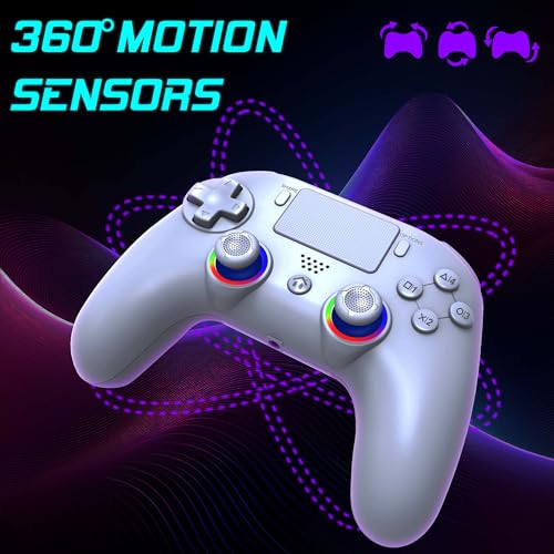 Subsonic - Mando inalámbrico para PS5 con paletas y LED programables, vibración y función táctil - Mando PS5 blanco