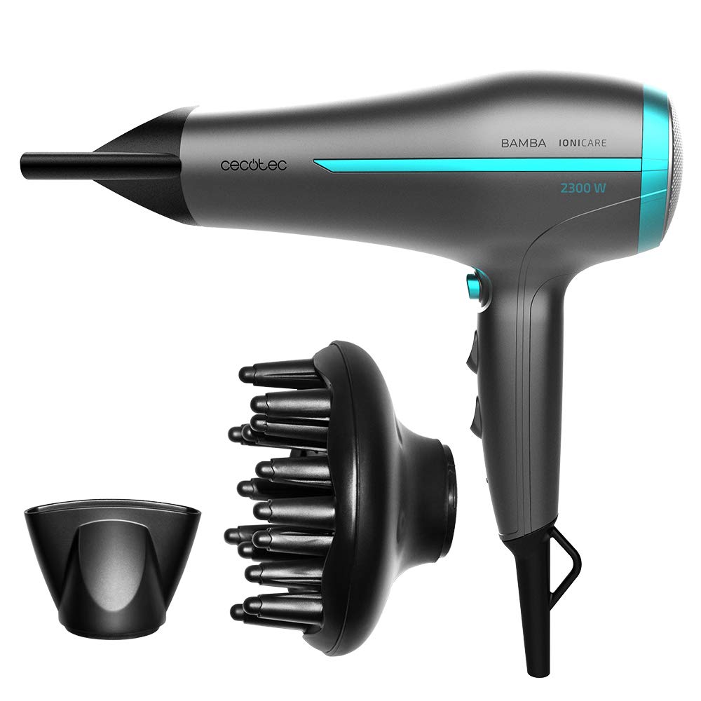 Cecotec Bamba IoniCare 5200 Aura Black Ionic Hair Dryer. 2300W, Concentrator and Diffuser, Frizz Free Hair, DC Motor, Real Ion, High Air Flow, 2 Speeds and 3 Temperatures