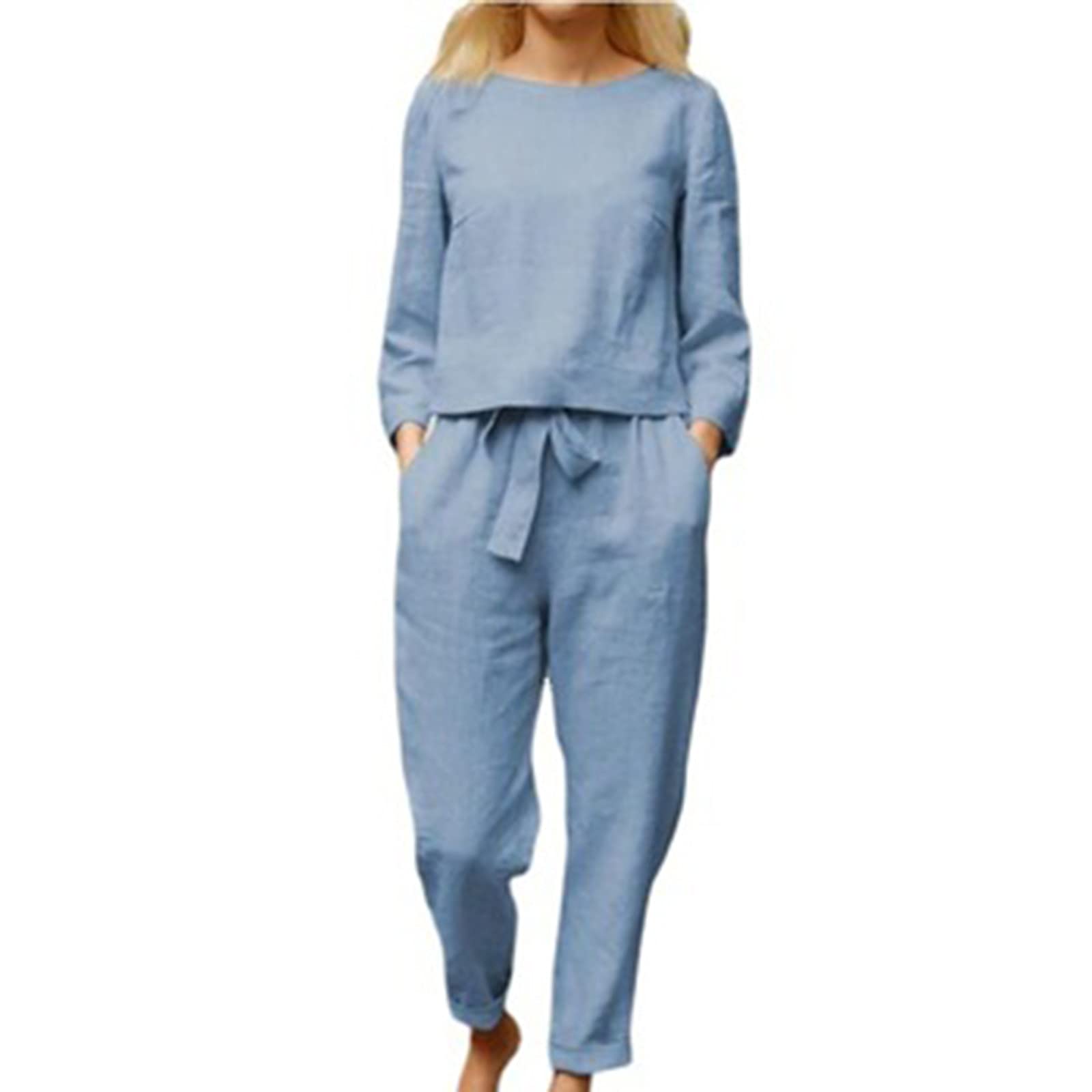 2023 Two Piece Set Women Casual Long Sleeve T-Shirt and Pants Drawstring Autumn Spring Sports Jogging Suit Plus Size Loose Set Fashion Comfortable Solid Color Home Pajama Tracksuit