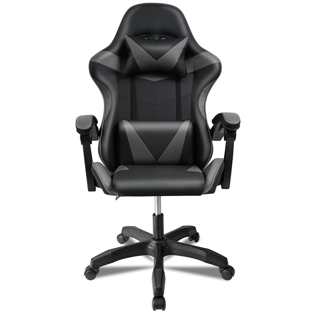 Ergonomic Reclining Gaming Chair with Lumbar and Cervical Cushion | Adjustable Height, Padded Armrests, 360° Wheels | Ideal for Office, Desk, Telework, Study, Gaming, Computer