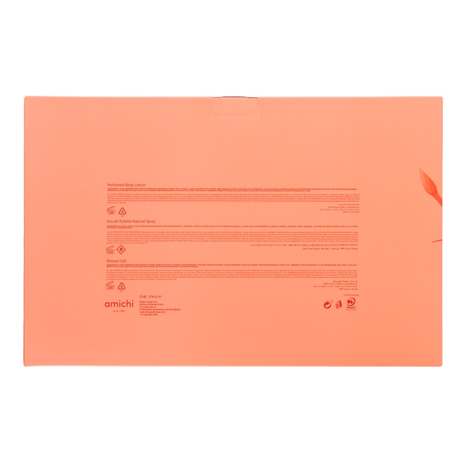 AMICHI - Mandarine Musk, Women's Gift Box, 75 ml Cologne + Body Wash 75 ml + Body Lotion 75 ml, Women's Eau de Toilette, Sweet and Citrus Fragrance, Long Lasting Extravagant Scent