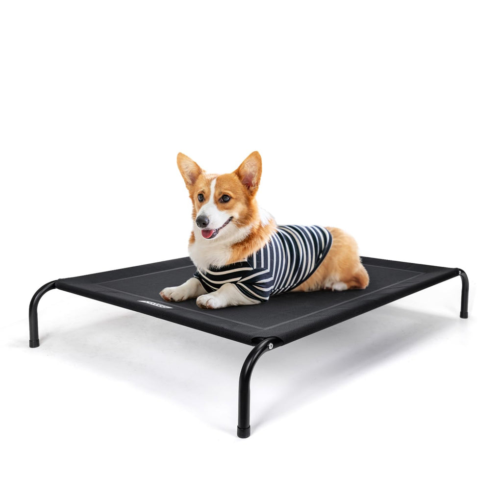 Nobleza Washable Raised Dog Bed, Cooling and Breathable for Outdoor and Indoor, Robust, Grey, L, 124 x 90 x 20 cm
