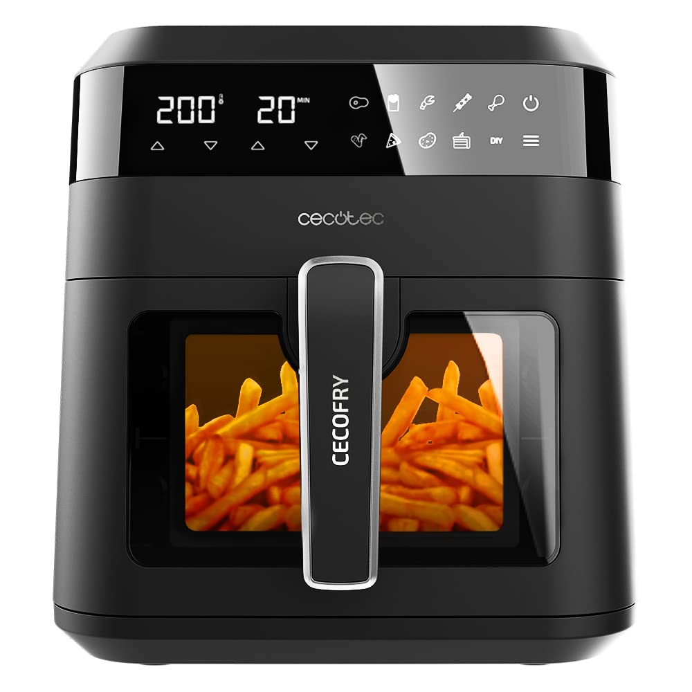 Cecotec Air Fryer 8L with Double Grill, Air Fryer, Cecofry&Grill Duoheat 8000. 2200W, Perfect Golden and Grill Flavor in Meat, Temperature between 80-200°C, 8 Menus and Window