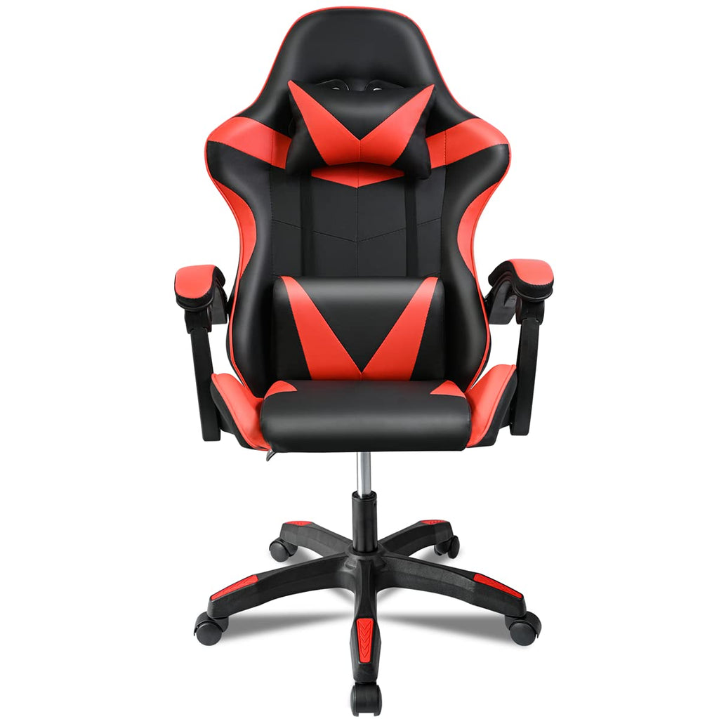 Ergonomic Reclining Gaming Chair with Lumbar and Cervical Cushion | Adjustable Height, Padded Armrests, 360° Wheels | Ideal for Office, Desk, Telework, Study, Gaming, Computer