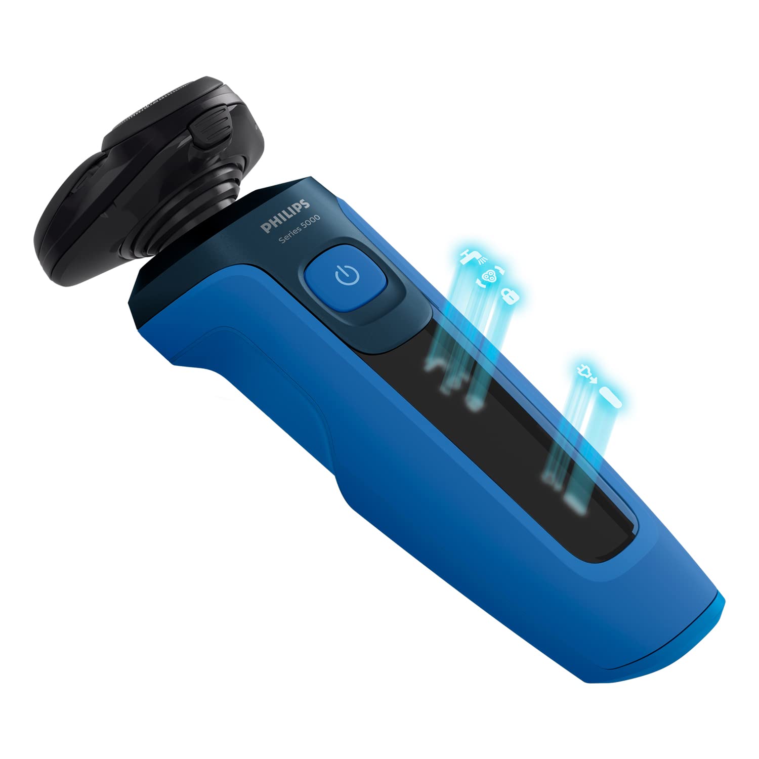 Philips 5000 Series Men's Electric Shaver, Beard Shaver with Trimmer, 27 Blades, 360° Flexible Head, 50 min Use, Dry and Wet, Rechargeable, Case, S5466/18, Blue Black