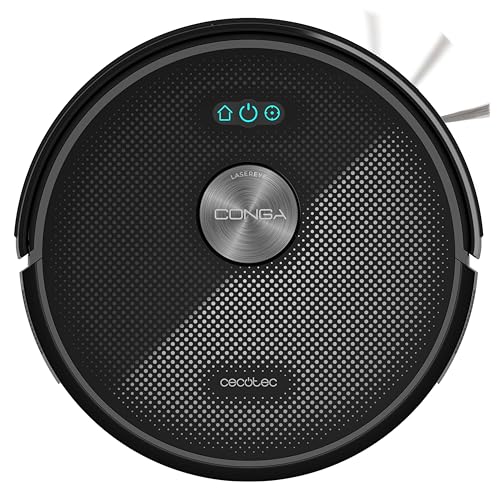 Cecotec Conga M50 Robot Vacuum Cleaner and Floor Scrubber, Laser Navigation, 5000Pa Suction Pressure, 3200 mAh Battery, Multifunction Brush for All Surfaces, Coverage up to 160 m²