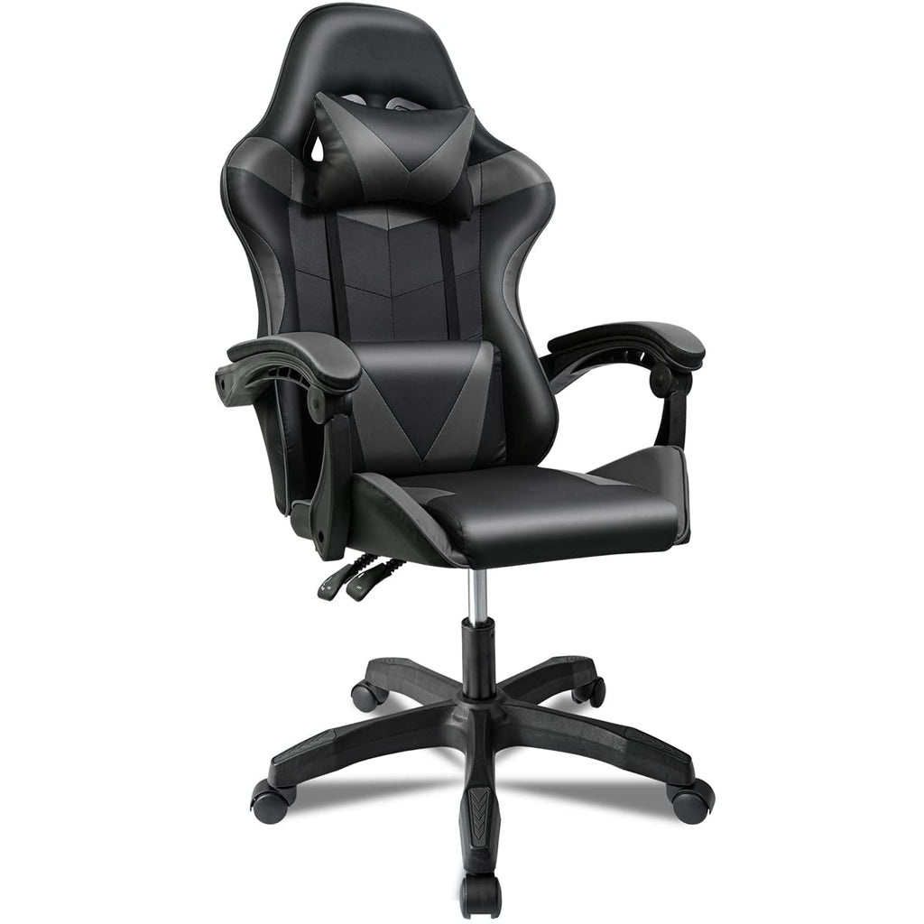 Ergonomic Reclining Gaming Chair with Lumbar and Cervical Cushion | Adjustable Height, Padded Armrests, 360° Wheels | Ideal for Office, Desk, Telework, Study, Gaming, Computer