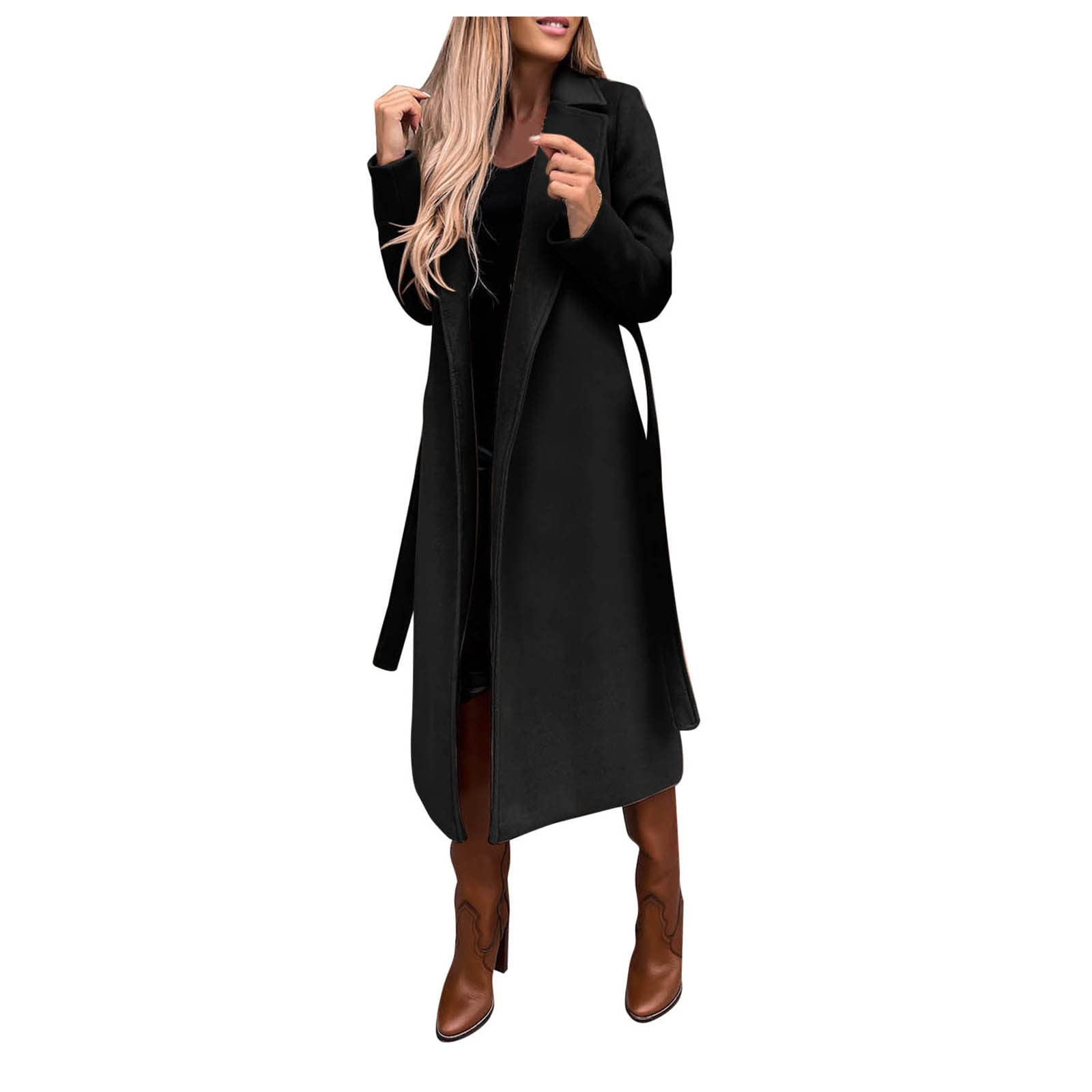 Women's Long Winter Coat, Warm Wool Jacket, Elegant Windbreaker with Thin Lapel, Transitional Fashion