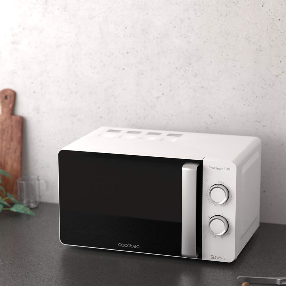 Cecotec ProClean 3010 Microwave, 700 W, 20 L Capacity, Ready2Clean Coating, 3DWave Technology, Defrost Mode, 6 Power Levels, Timer 30 mins