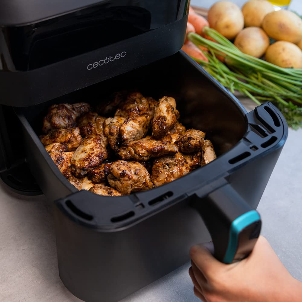 Cecotec Air Fryer 8L with Double Grill, Air Fryer, Cecofry&Grill Duoheat 8000. 2200W, Perfect Golden and Grill Flavor in Meat, Temperature between 80-200°C, 8 Menus and Window