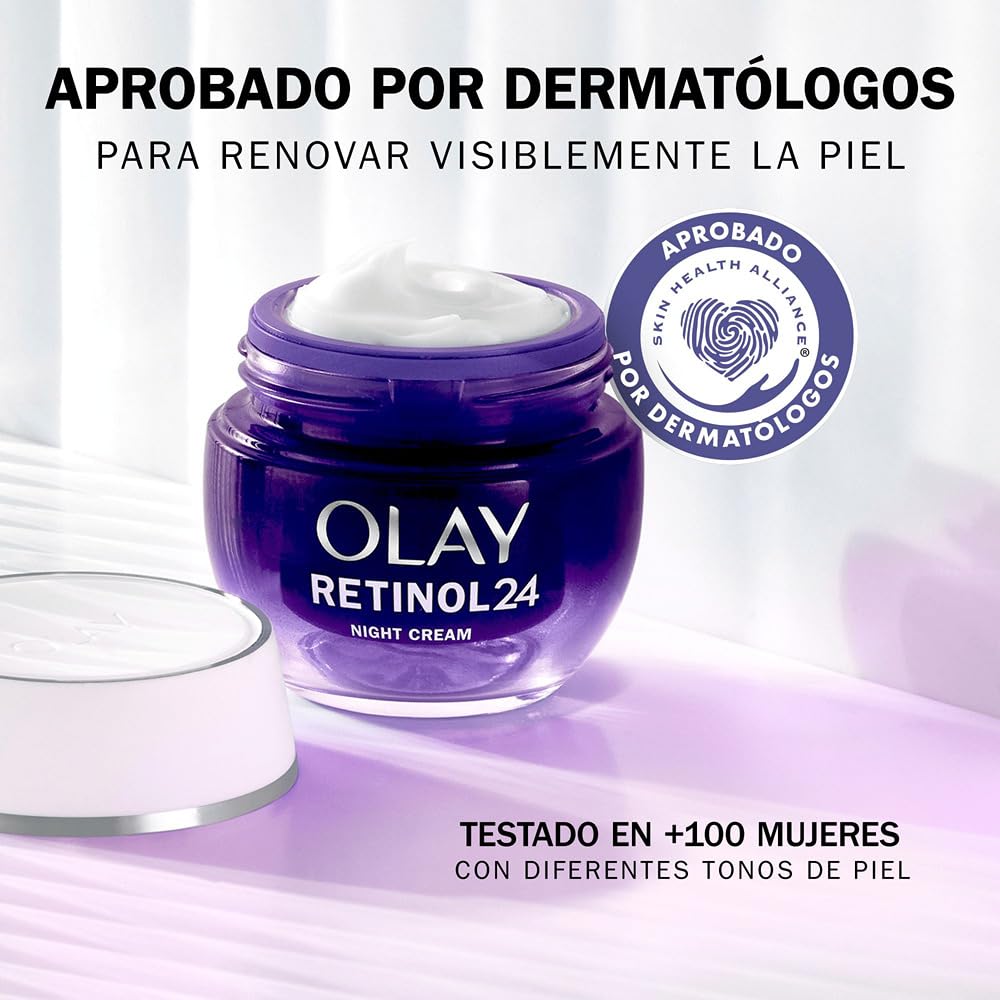 Olay Retinol 24 Crema de Noche Hidratante Facial, Cuidado de la Piel con Vitamina E Antioxidante. Cuidado de la Piel Well-aging durante la Noche: Suaviza, Renueva E Hidrata, 50 ml