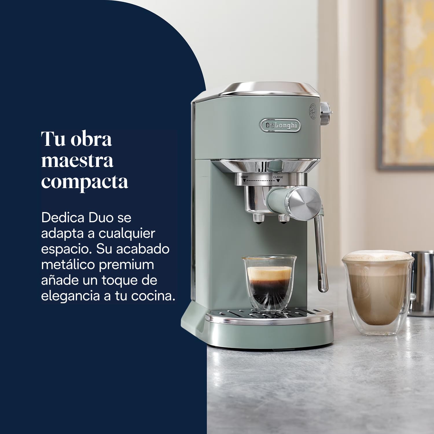 De'Longhi Dedica – Stainless Steel Pump Coffee Maker for Ground Coffee or Single Serve Coffee Maker, Espresso and Cappuccino, 1.3 Liter Reservoir, Anti-Drip System, EC685.BK, Black
