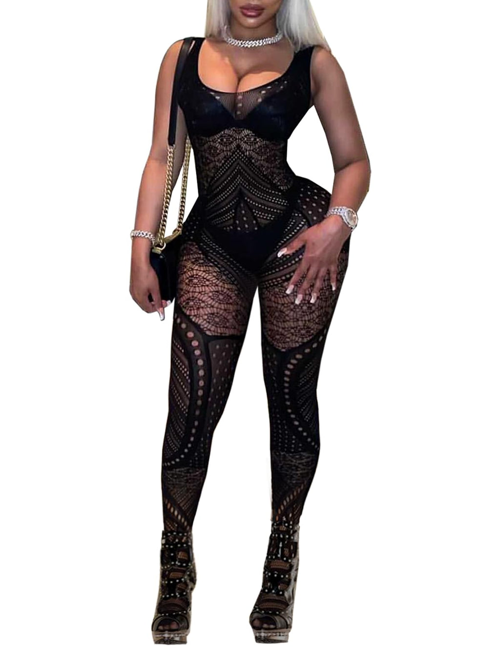 Buitifo mesh bodysuit woman plus size crotchless sexy sleepwear soft lingerie women