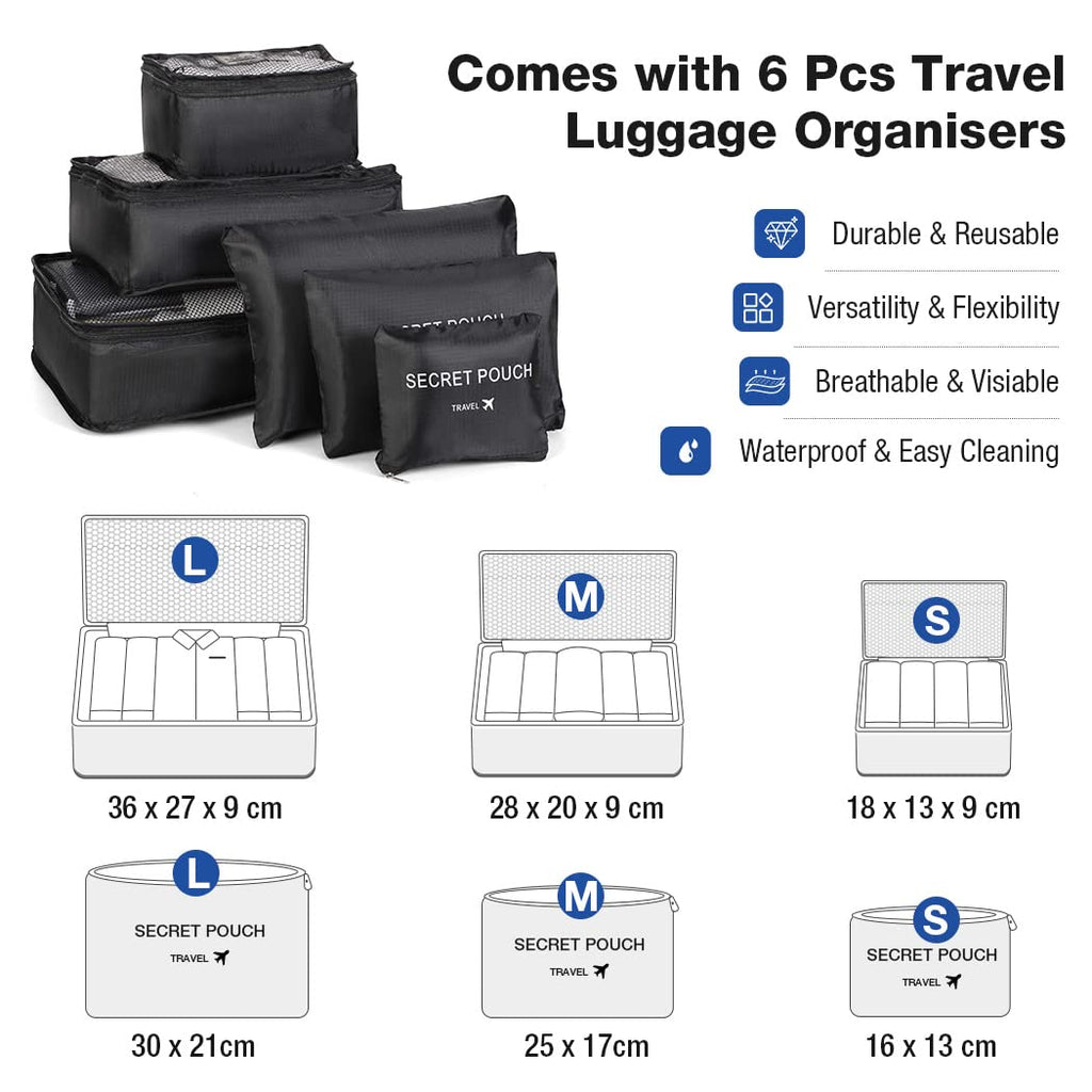 Travel Backpack Cabin Airplane 40x20x25 | Travel Backpack Woman Man - Travel Suitcases Cabin with 6 Organizer Bags - Holidays Business Travel School