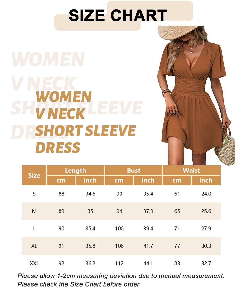 Dress Long Sleeve/Short Sleeve Women Casual Long Dresses V Neck Elegant Lantern Sleeve Dress A-Line Butterfly Sleeves