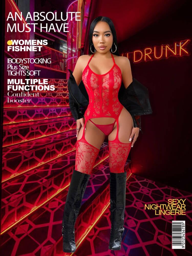 Buitifo mesh bodysuit woman plus size crotchless sexy sleepwear soft lingerie women