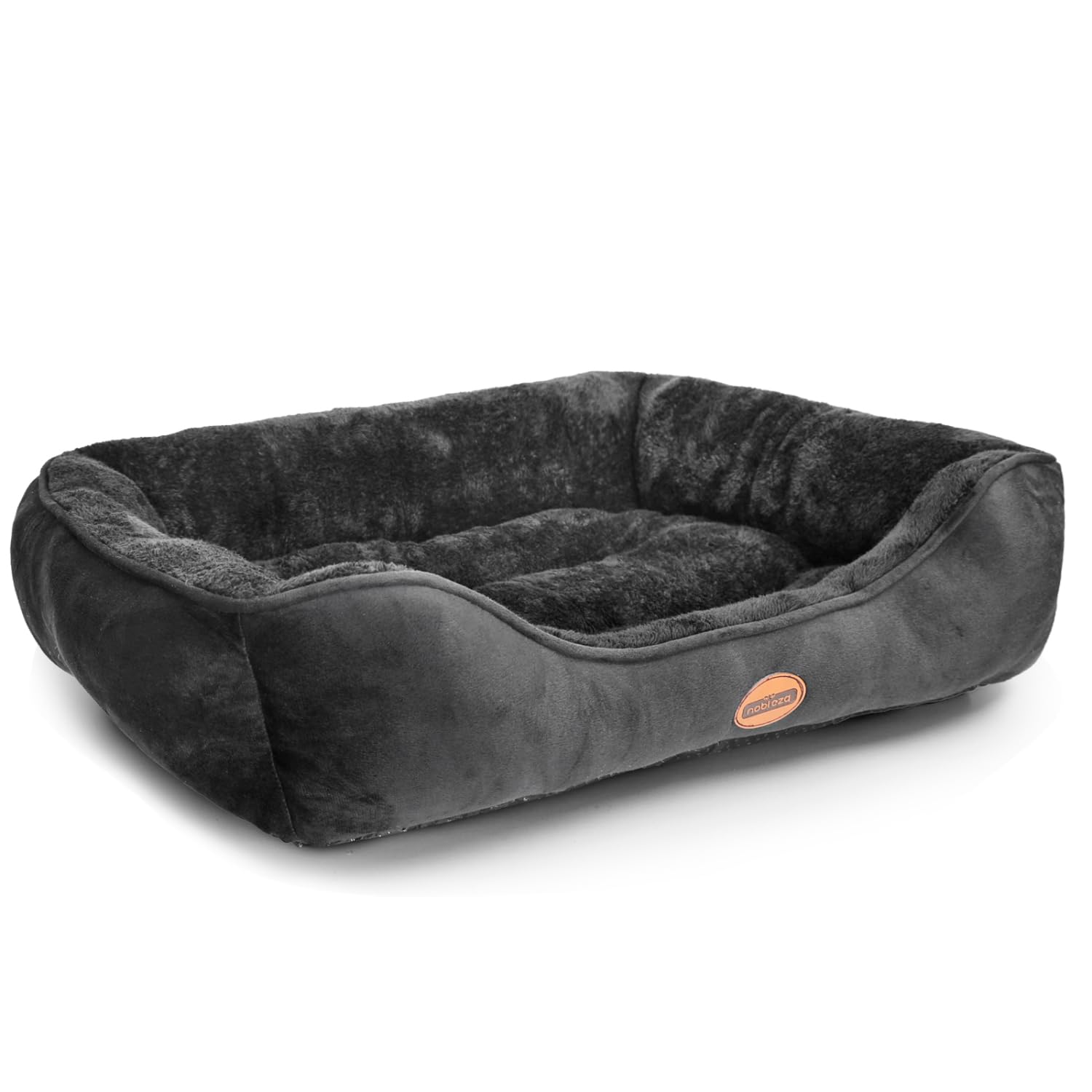 Nobleza Washable Dog Bed, Non-Slip with Super Soft Fibre Filling for Small and Medium Pets, Black, M, 67 x 57 cm