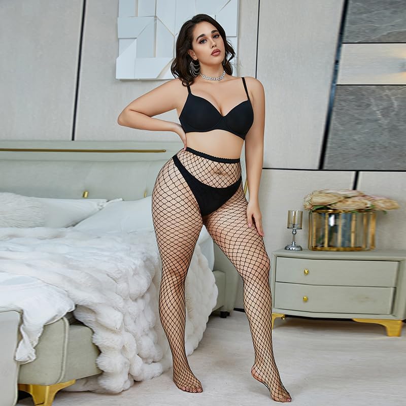 Fishnet Stockings for Women Sexy Sheer Mesh High Waist Thigh High Stockings Footless Tights