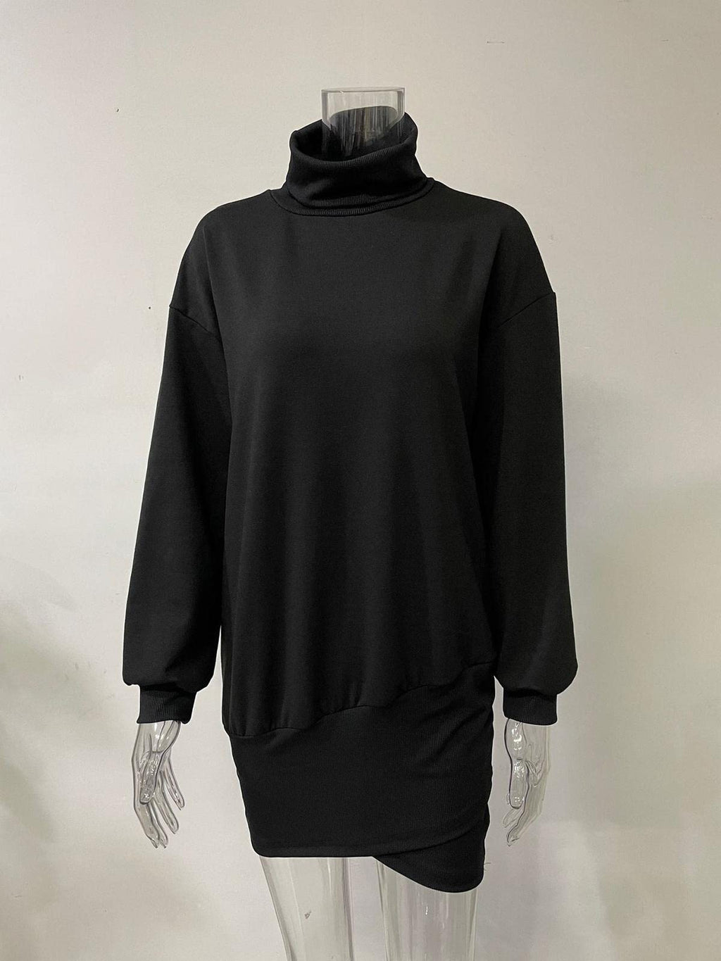 Knitted Dress for Women Elegant Sweater Dress High Neck Pullover Long Sleeve A-Line for Autumn Winter Dress