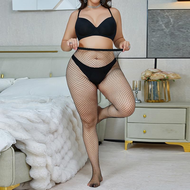 Fishnet Stockings for Women Sexy Sheer Mesh High Waist Thigh High Stockings Footless Tights