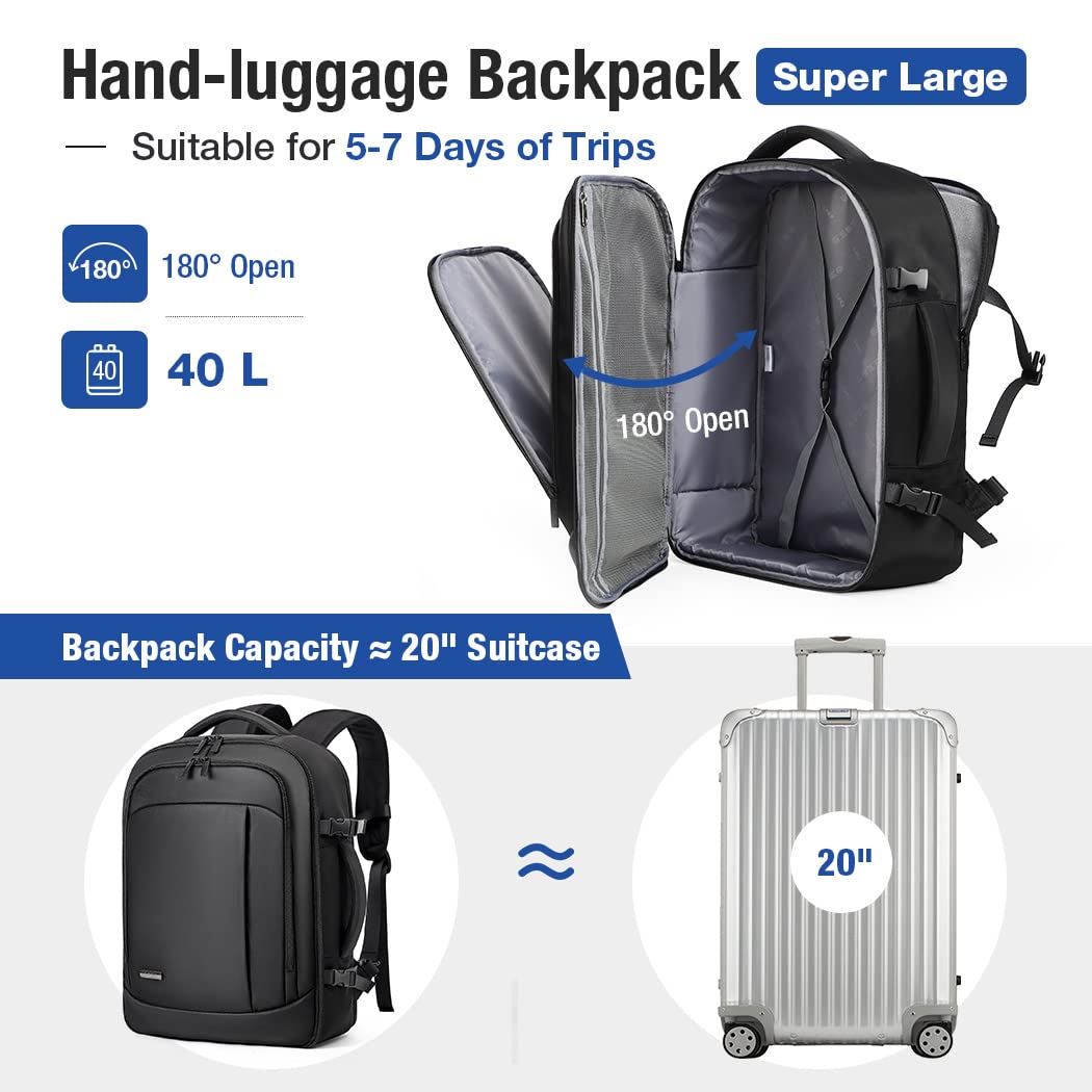 Travel Backpack Cabin Airplane 40x20x25 | Travel Backpack Woman Man - Travel Suitcases Cabin with 6 Organizer Bags - Holidays Business Travel School