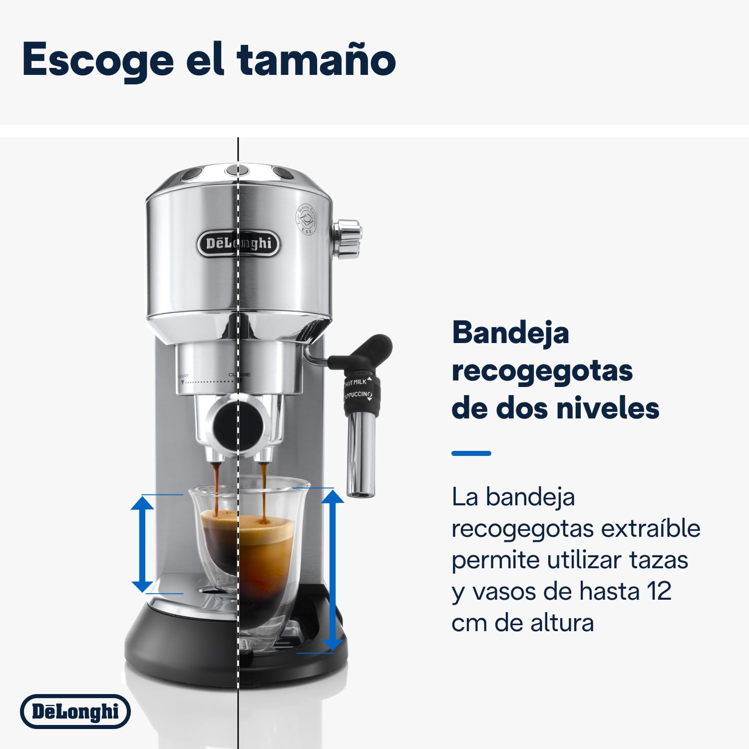 De'Longhi Dedica – Stainless Steel Pump Coffee Maker for Ground Coffee or Single Serve Coffee Maker, Espresso and Cappuccino, 1.3 Liter Reservoir, Anti-Drip System, EC685.BK, Black