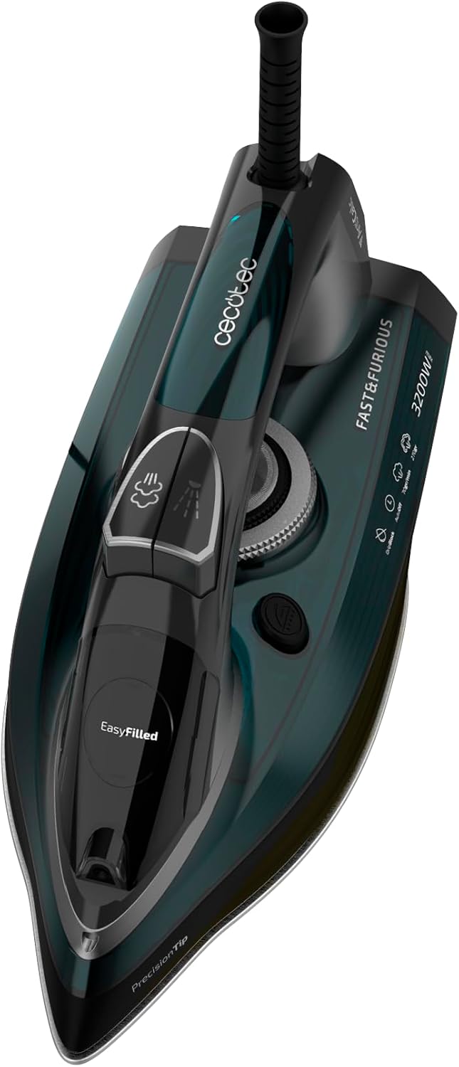 Cecotec Clothes Iron Vapor Fast-Furious 5010 Vital, Turbo Slide Aluminium Sole, Continuous Steam 55 g/min, Steam Stroke 200 g/min, Temperature Regulator, Anti-Drip, 2600 W