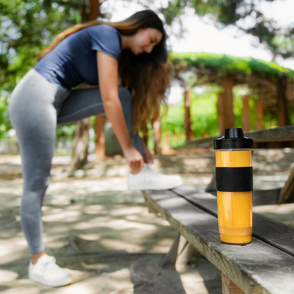 Cecotec EasyGo Power Titanium 350 350 W Portable Single Cup Blender, Ice Pick, 4 Blades Titanium Coated Black Blades, Includes 2 Cooling Tubes, 2 Portable Cups and 2 Lids