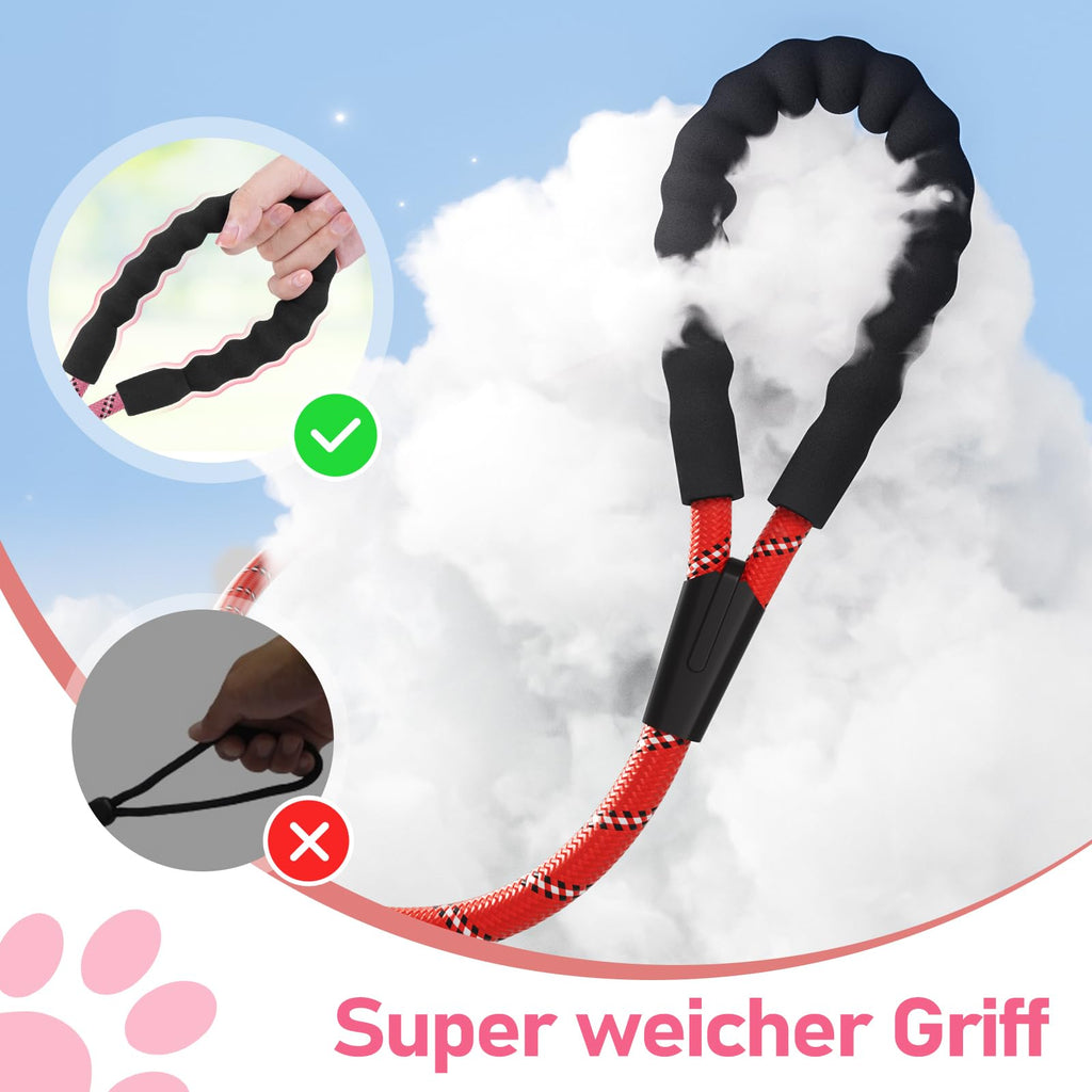 X XBEN Dog Training Lead, 1.5 m, 3 m, 5 m, 6 m, 10 m, 15 m, 20 m, 25 m, 30 m, Long Dog Leash with Lockable Hook, Training Leash for Large and Small Dogs, Reflective and Durable