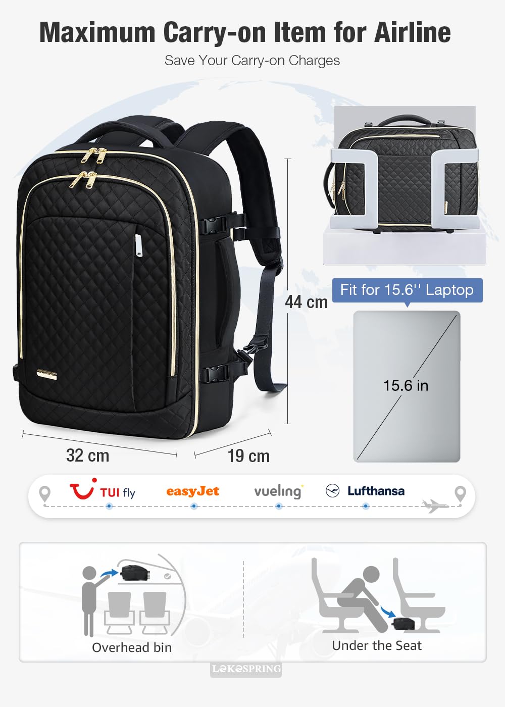 Travel Backpack Cabin Airplane 40x20x25 | Travel Backpack Woman Man - Travel Suitcases Cabin with 6 Organizer Bags - Holidays Business Travel School