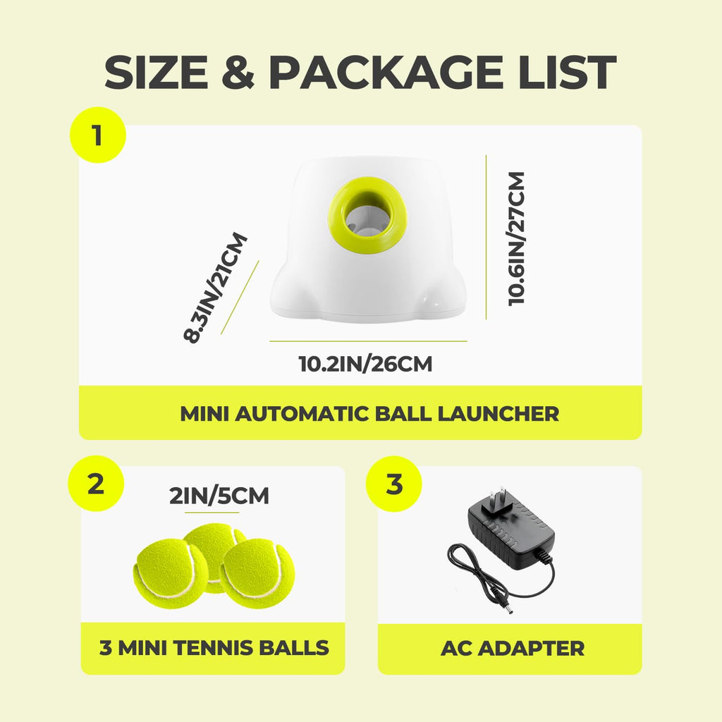 ALL FOR PAWS Automatic Ball Launcher for Dogs - Interactive Ball Throwing Machine with 3 2" Tennis Balls Included, for Small and Medium Dogs, Interactive Dog Toy