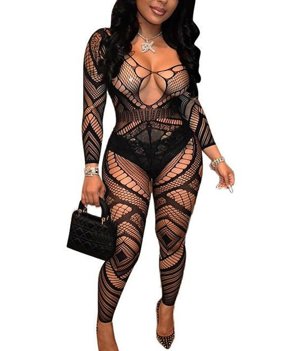 Buitifo mesh bodysuit woman plus size crotchless sexy sleepwear soft lingerie women
