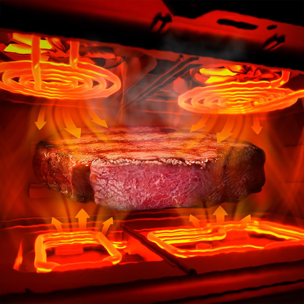 Cecotec Air Fryer 8L with Double Grill, Air Fryer, Cecofry&Grill Duoheat 8000. 2200W, Perfect Golden and Grill Flavor in Meat, Temperature between 80-200°C, 8 Menus and Window