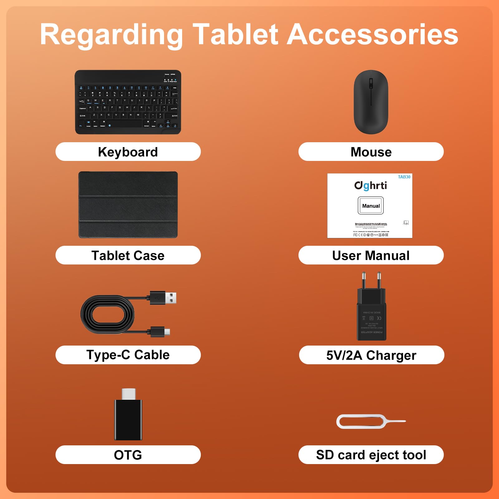 Android 15 Tablet, 30GB RAM 128GB ROM (TF 2TB Expandable), 10 Inch, 8000mAh, WIFI 5G, GPS/BT5.0/OTG, Face ID, Widevine L1, Metal Body Tablet with Keyboard, Mouse and Protective Case -Black