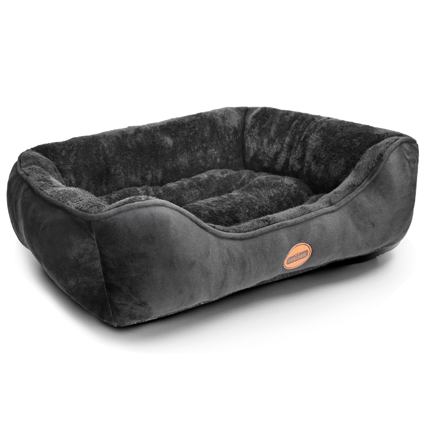 Nobleza Washable Dog Bed, Non-Slip with Super Soft Fibre Filling for Small and Medium Pets, Black, M, 67 x 57 cm