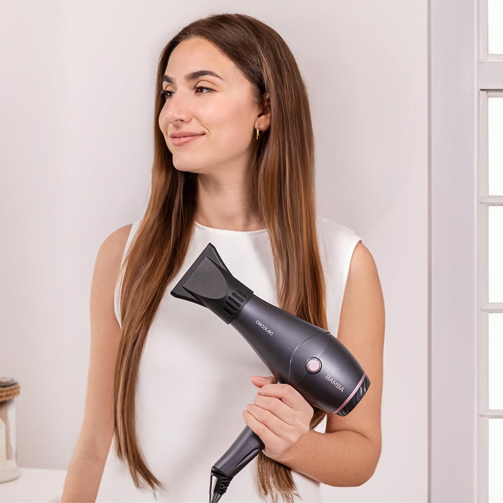 Cecotec Bamba IoniCare 5200 Aura Black Ionic Hair Dryer. 2300W, Concentrator and Diffuser, Frizz Free Hair, DC Motor, Real Ion, High Air Flow, 2 Speeds and 3 Temperatures